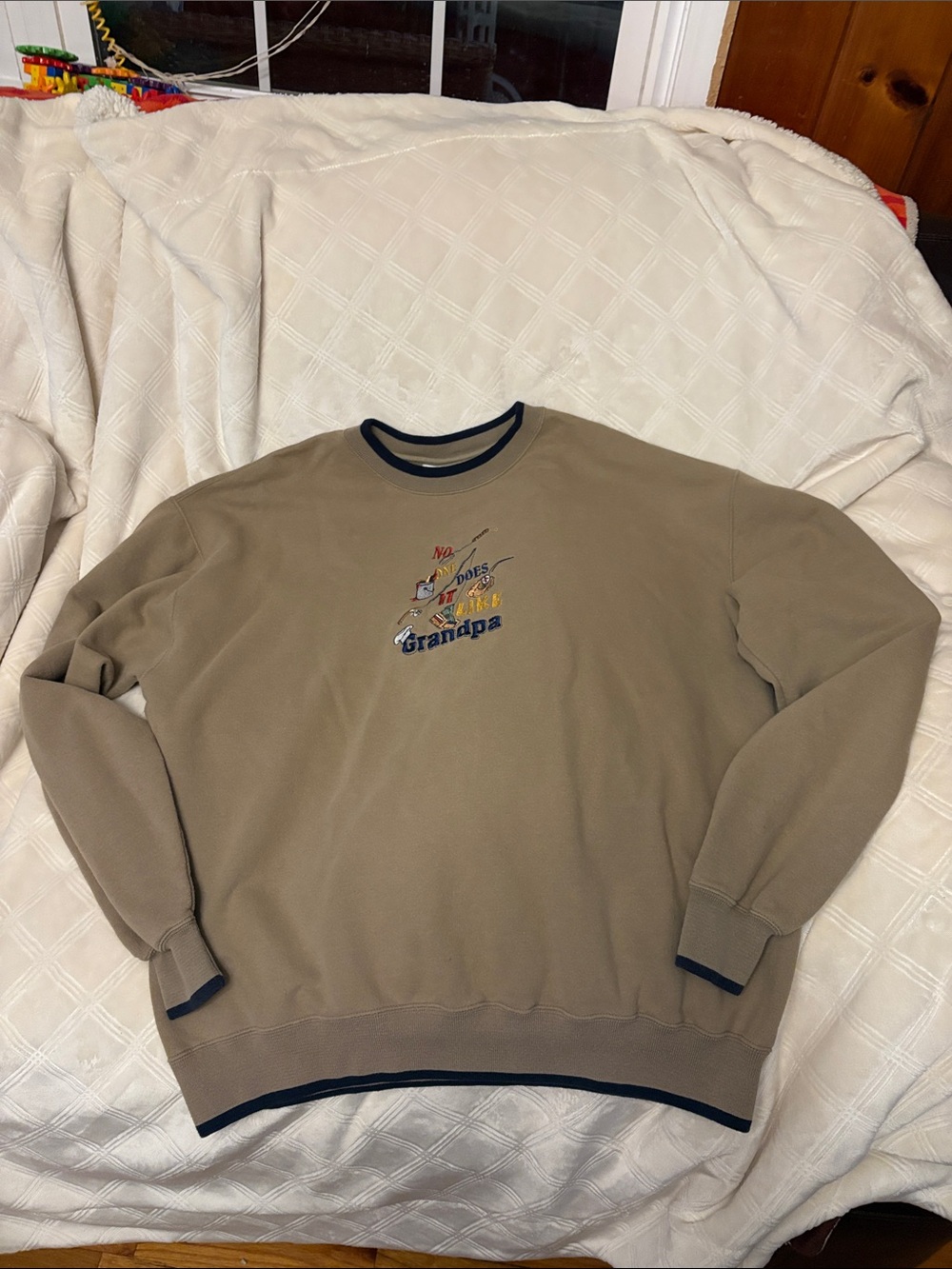 M & G Sport Khaki Crewneck Sweatshirt with 'Grandpa' Graphic SZ XXG FATHER’s Day